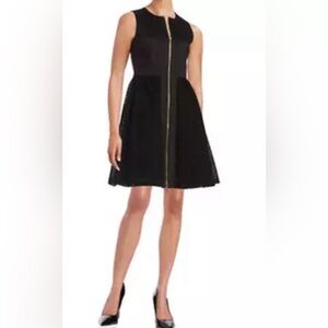 Calvin Klein Black Cotton Eyelet Lace Sleeveless Mini Dress, Front Zipper size 2
